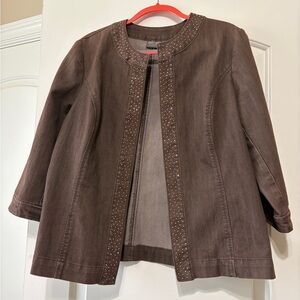 Chico's Brown Denim Studded Blazer